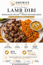 Load image into Gallery viewer, Lamb Dibi with Senegalese Jollof Rice and Savory Onion Mustard Sauce | Saturday July 11, 2026 | Time 5pm-7:30pm EST.